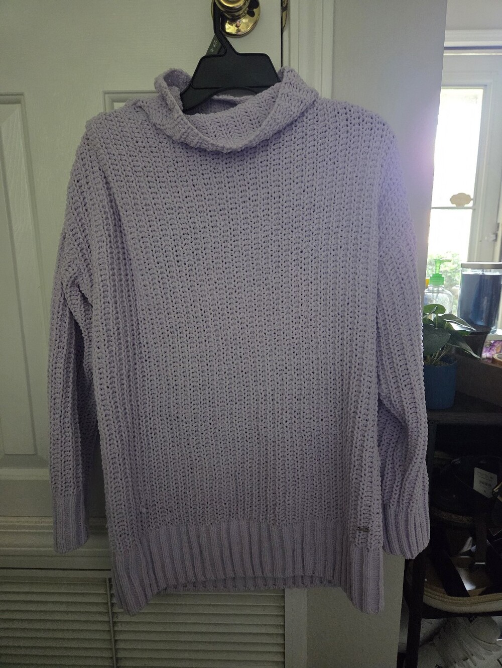 PINK Victoria's Secret Lavender Cowl Neck Knit Sweater Cable Knit Purple Small